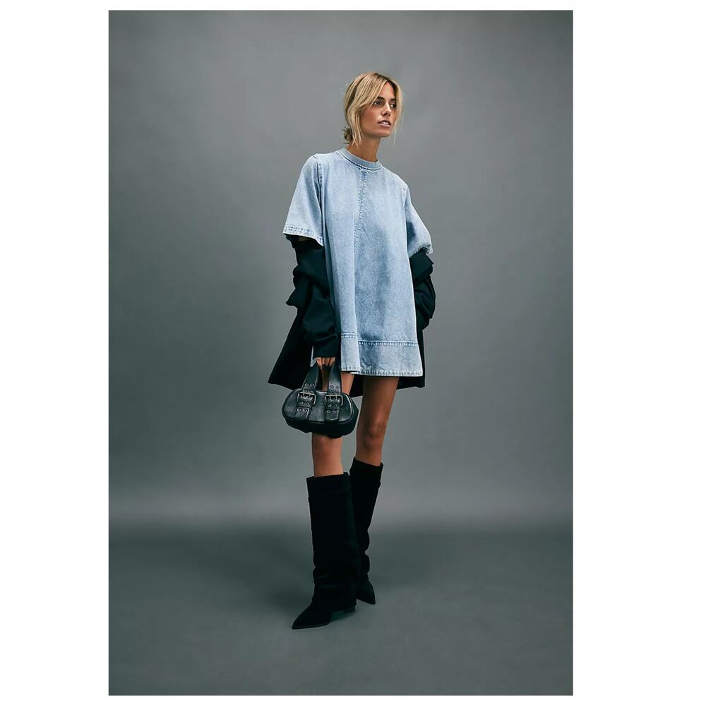 Free People Harlow Denim Minidress Size Small - Picture 12 of 13